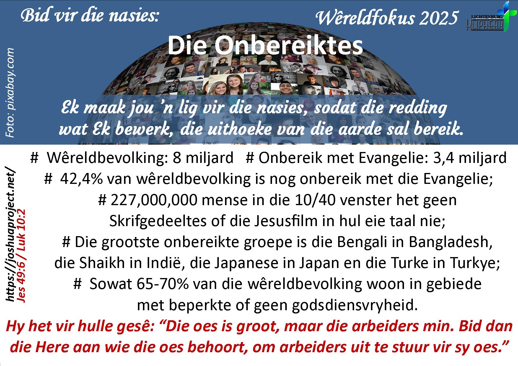 bid vir die nasies, Sirie, klipkerk wereldfokus